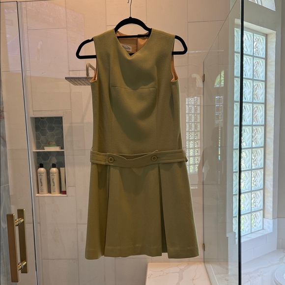 Majestic Sleeveless Green Dress with Pleated Skirt - Picture 8 of 8